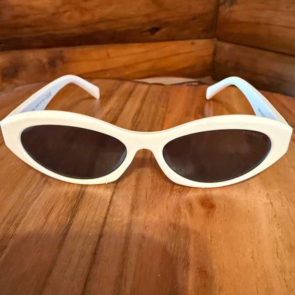 Prada Accessories - White prada sunglasses with silver detailing